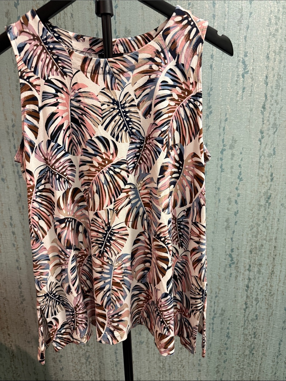 J. Jill Tropical Leaf Sleeveless Swim Coverup - Blush, Navy, Tan